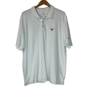Tommy Bahama Men's Polo Shirt White Short Sleeve Long Horn Size XL